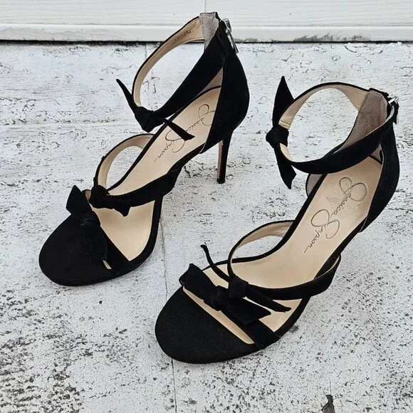 Jessica Simpson Women Heel Pump Sandal Black Suede Upper JS Kaycie Size 8.5M 39 - Picture 3 of 13